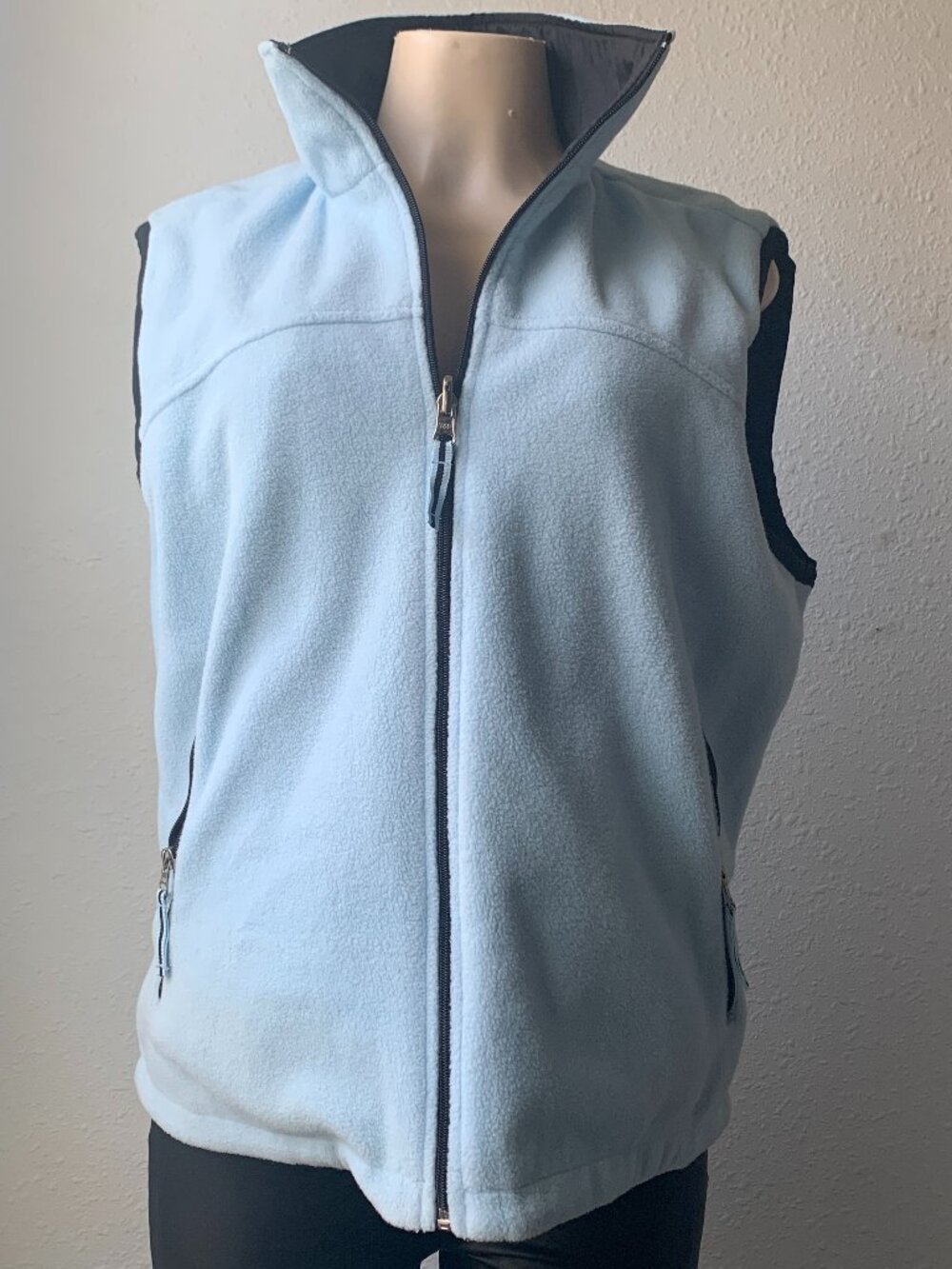 Athletic Works Reversible Fleece Vest Womens 1X 16W Light Blue Black